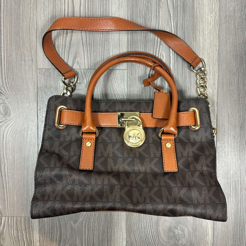 Michael Kors Hamilton Medium Brown Logo Satchel #30T2GHMS3B - Classic Chic